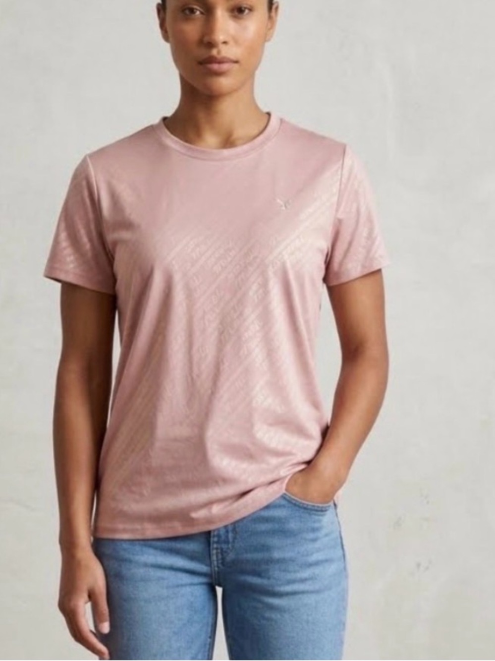 Tna "Monogram 84" Jacquard Engineered Dusty Rose Textured T-Shirt Size M